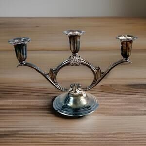 ❤️SALE❤️Vintage W. Rogers & Sons 2016 Silver Plated 3 Light Candelabra1940s